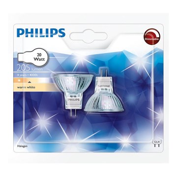 SET 2x industriella glödlampor Philips HALOGEN GU4/20W/12V 3000K