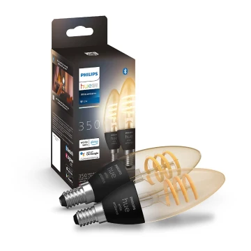 SET 2x LED Dimbar glödlampa Philips Hue WHITE AMBIANCE E14/4,6W/230V