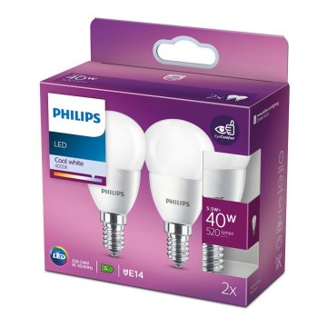 SET 2x LED Glödlampa Philips P45 E14/5,5W/230V 4000K