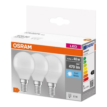 SET 3x LED-lampor P40 E14/4,9W/230V 4000K - Osram