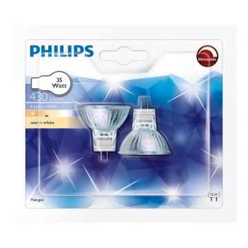 SET av 2 Kraftfull glödlampa Philips GU4/35W/12V