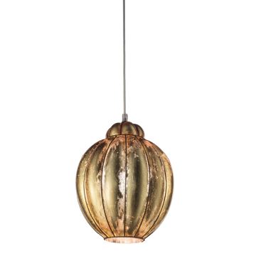 SIRU - Ljuskrona med textilsladd FOGLIA ORO 1xE27/60W/230V diameter 25 cm guld Venetiansk glas/guld