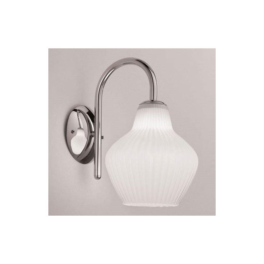 SIRU - Vägglampa LONDON 1xE27/60W/230V vit/skinande krom Venetiansk glas