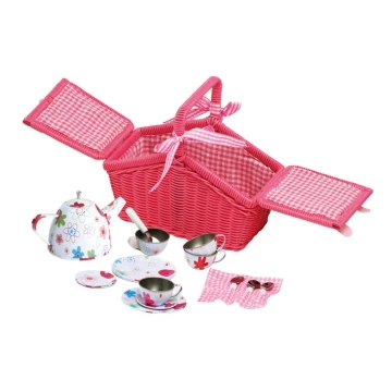 Small Foot - Picknickkorg med servis rosa