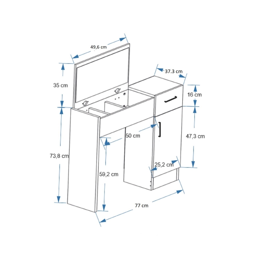 Sminkbord INCI 108,8x77 cm brun/antracit