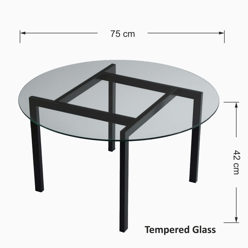 Soffbord BALANCE 42x75 cm svart/genomskinlig