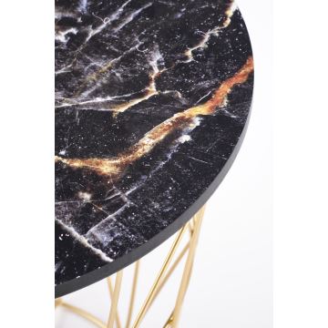 Soffbord HARISSA 41x42 cm guld/svart granit