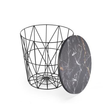 Soffbord HARISSA 41x42 cm svart/svart granit