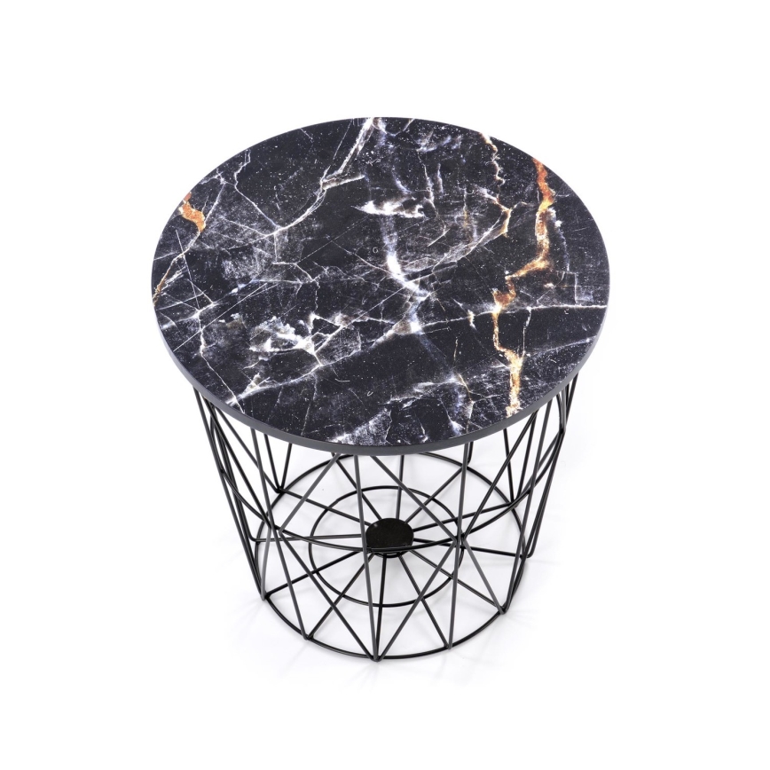 Soffbord HARISSA 41x42 cm svart/svart granit