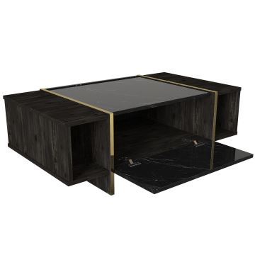 Soffbord VEYRON 37,3x103,8 cm svart/guld