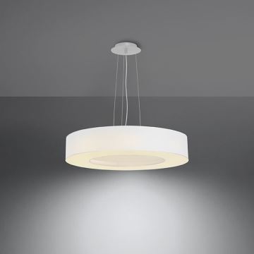 Ljusskrona med upphängningsrem  SATURNO SLIM 5xE27/60W/230V diameter  50 cm vit