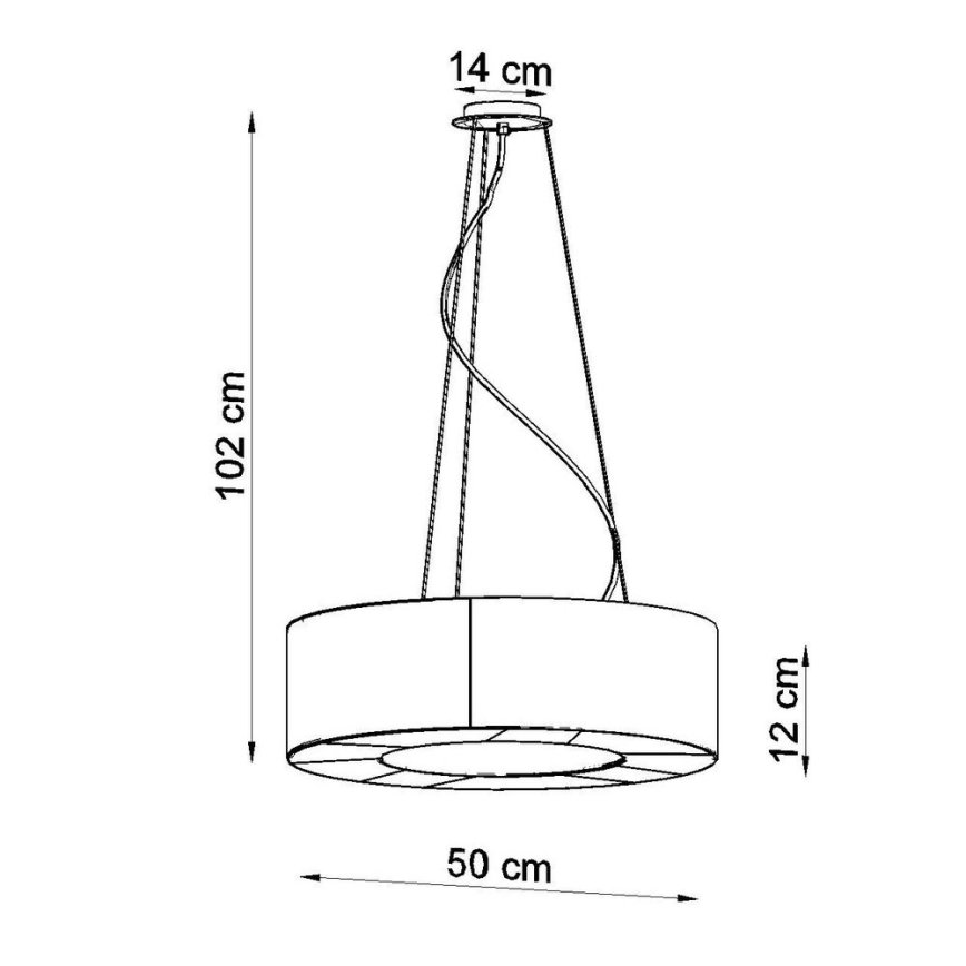 Ljusskrona med upphängningsrem  SATURNO SLIM 5xE27/60W/230V diameter  50 cm vit