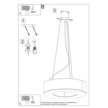 Ljusskrona med upphängningsrem  SATURNO SLIM 5xE27/60W/230V diameter  50 cm vit