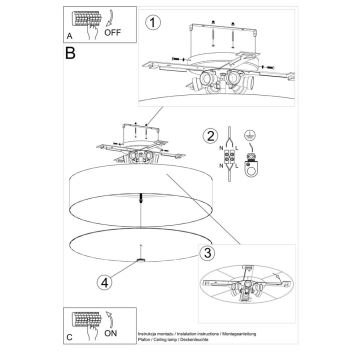 Taklampa SKALA 6xE27/60W/230V diameter  70 cm vit