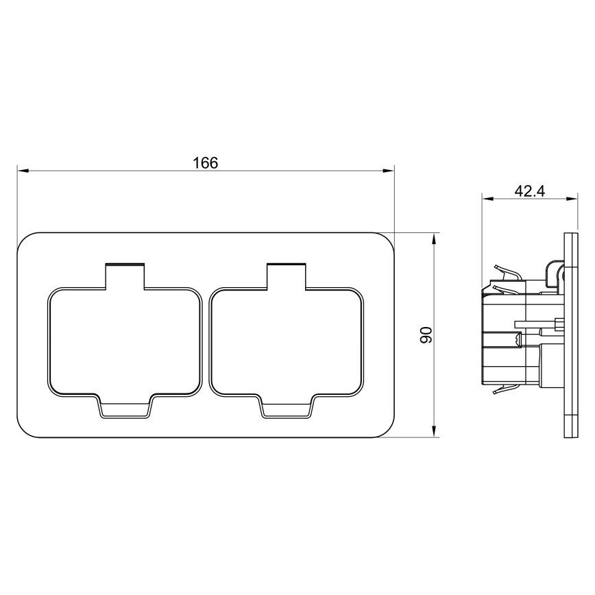 Utomhus inbyggd golv double socket IP55 vinklat