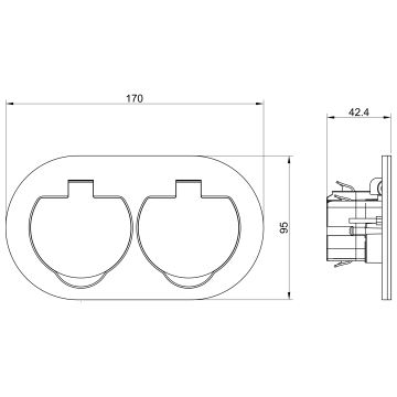 Utomhus inbyggd golv double socket IP55 rund