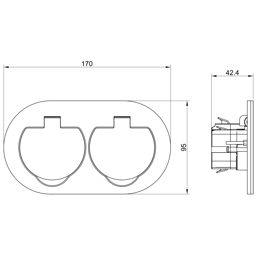 Utomhus inbyggd golv double socket IP55 rund