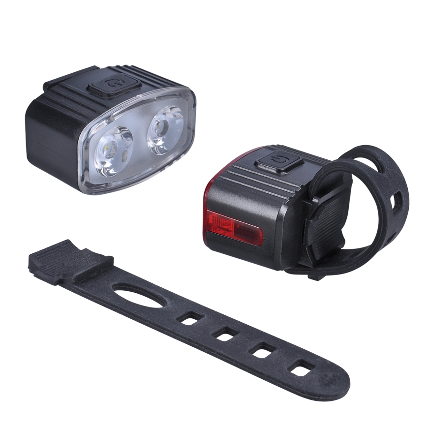 KIT 2x LED Ljusreglerad rechargeable bicycle belysning 350mAh IP44 röd/vit