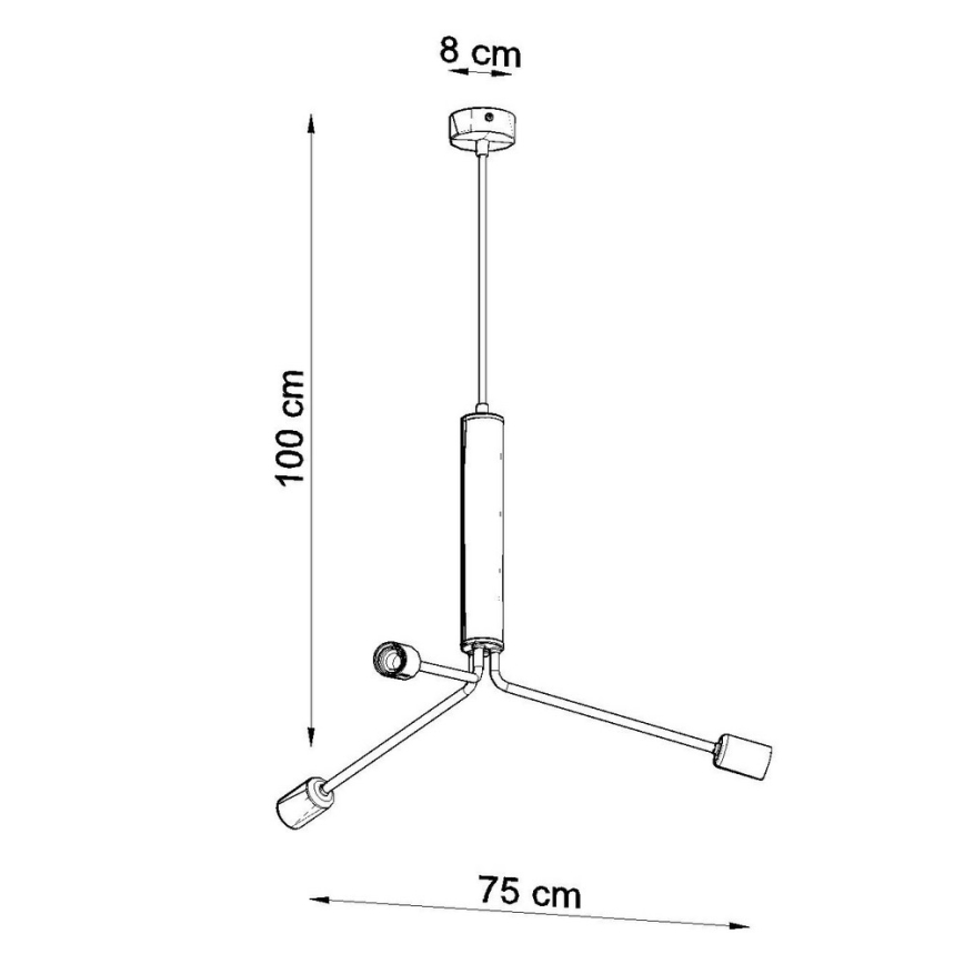 Sollux SL.0303 - Ljuskrona med snöre DUOMO 3D 3xE27/60W/230V svart