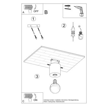 Taklampa SALGADO 1xE27/60W/230V bok