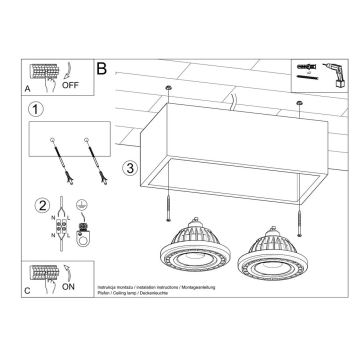 Taklampa QUATRO AR111 2xGU10/40W/230V betong