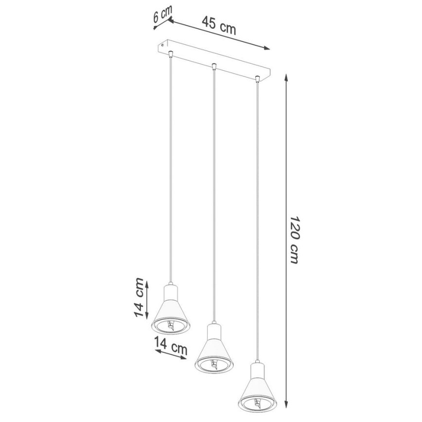 Takkkrona på ett snöre  TAZILA 3xES111/60W/230V vit