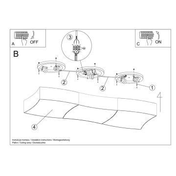 Taklampa  SQUARE 6xE27/60W/230V vit