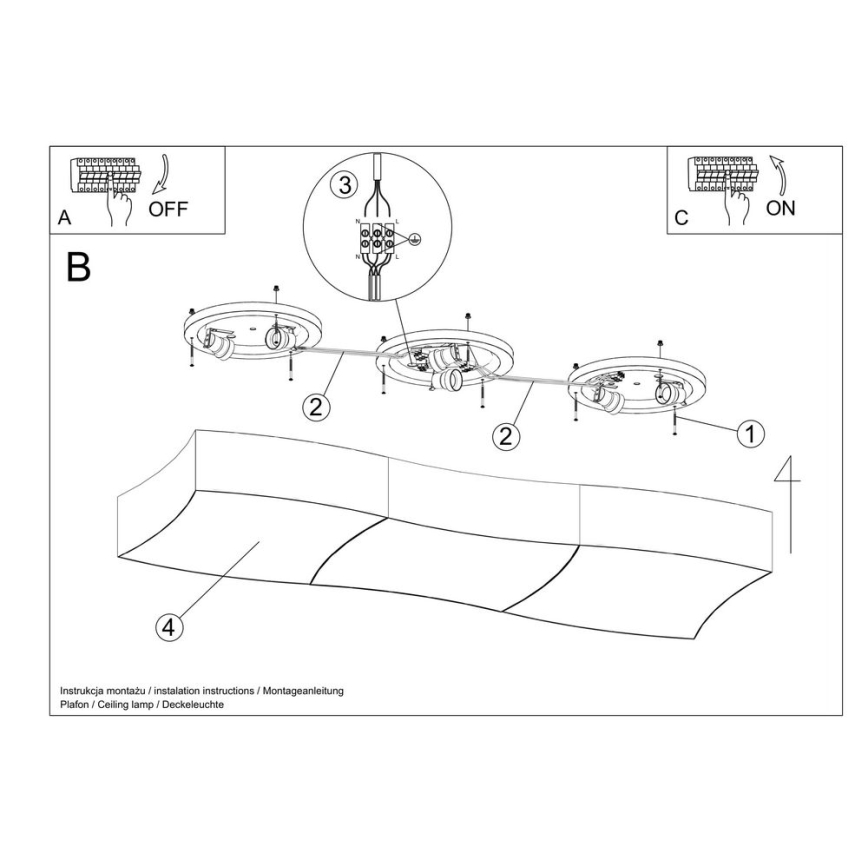 Taklampa  SQUARE 6xE27/60W/230V vit