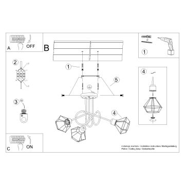 Pendelkrona ARTEMIS 3xE14/40W/230V svart