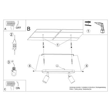 Spotlight FORNES 2xE27/60W/230V svart