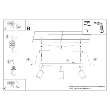 Spotlight FORNES 3xE27/60W/230V svart