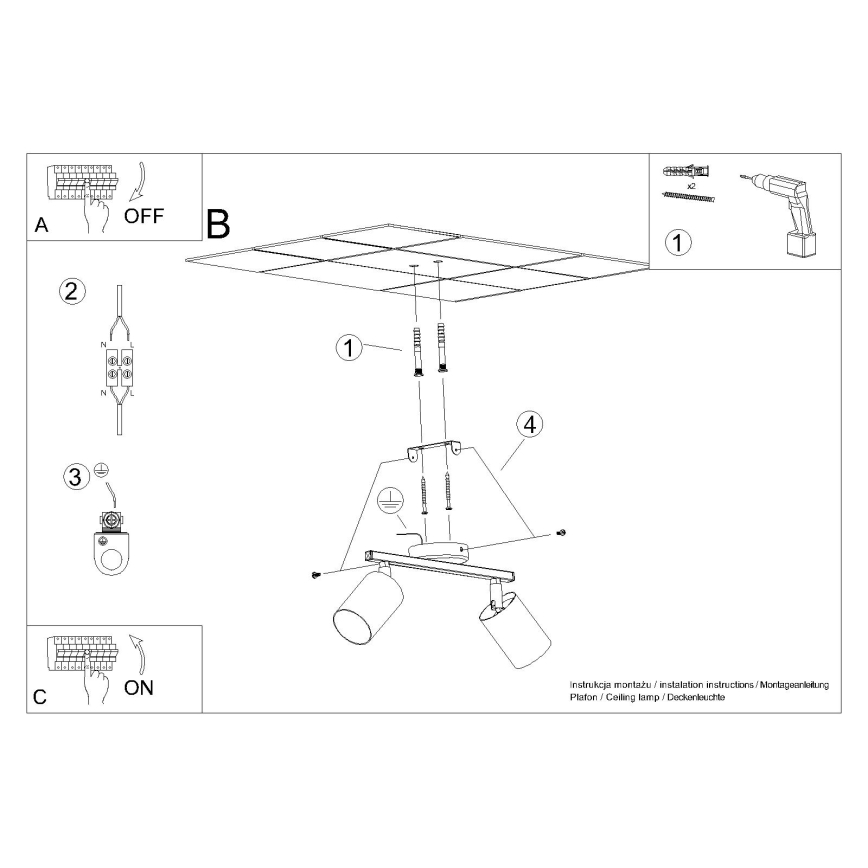 Spotlight LEMMI 2xGU10/40W/230V svart