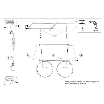 Taklampa TITRAN 2xE27/60W/230V vit