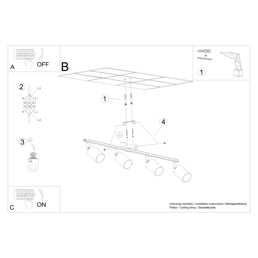 Spotlight LEMMI 4xGU10/10W/230V svart