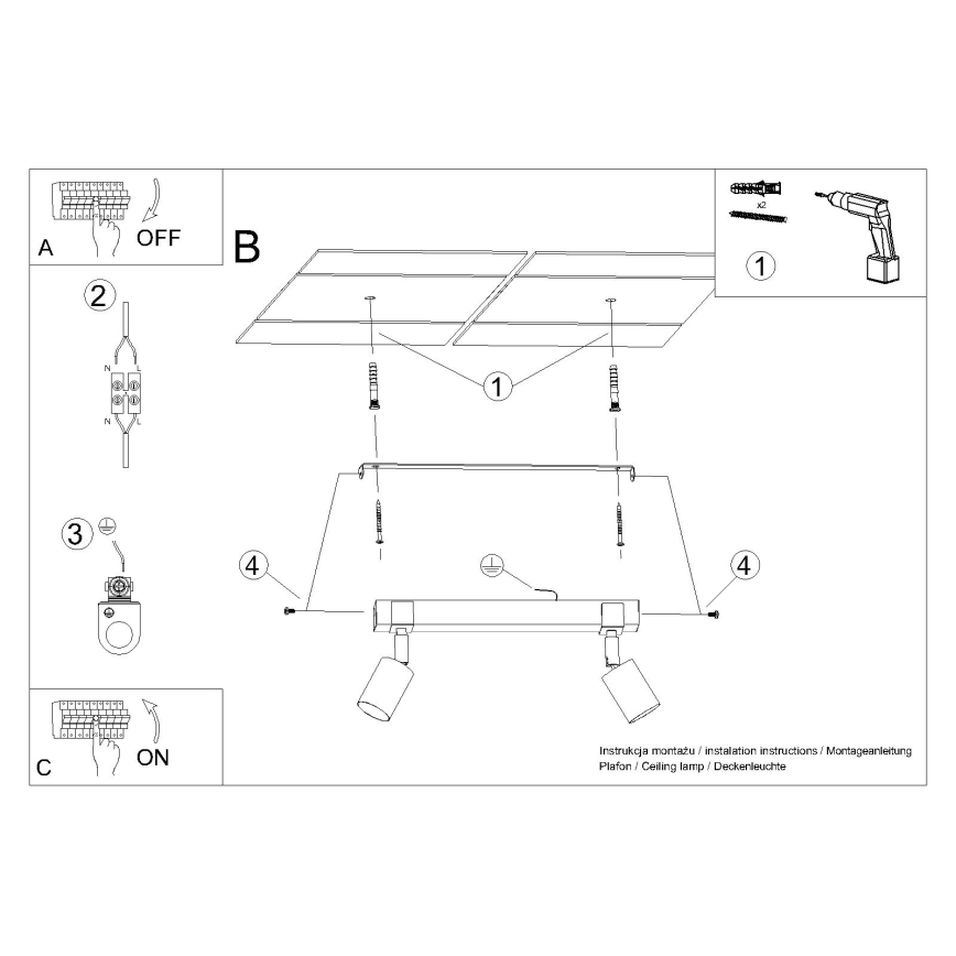 Spotlight FAGER 2xGU10/10W/230V svart