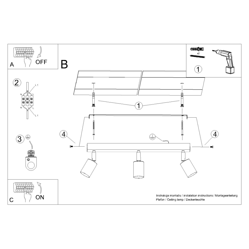 Spotlight WINX 3xGU10/10W/230V svart/krom