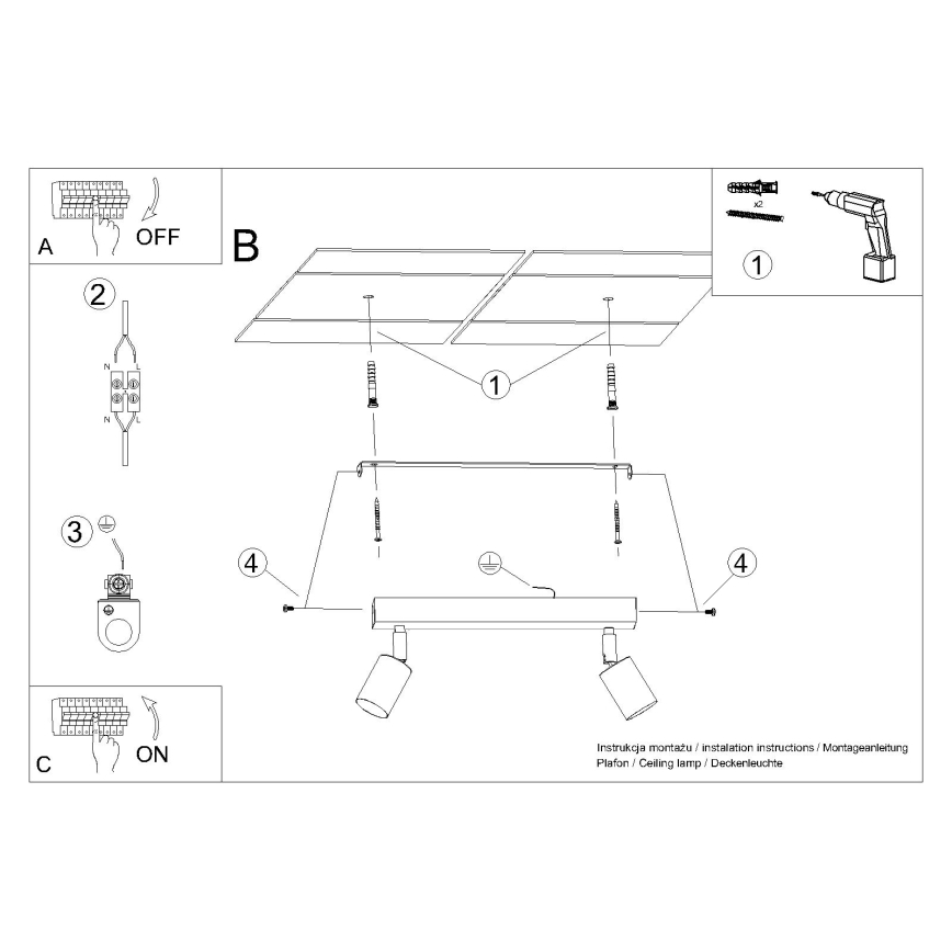 Spotlight WINX 2xGU10/10W/230V svart/koppar