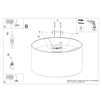 Taklampa TELESTO 1xE27/15W/230V diameter 35 cm vit/brun