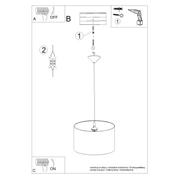 Hängande ljuskrona med textilsladd för barn UNICORN 1xE27/15W/230V diameter 40 cm enhörning