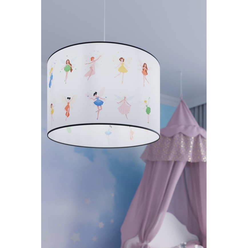 Hängande ljuskrona med textilsladd för barn FAIRY 1xE27/15W/230V diameter 40 cm älva