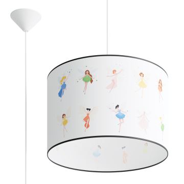 Hängande ljuskrona med textilsladd för barn FAIRY 1xE27/15W/230V diameter 40 cm älva