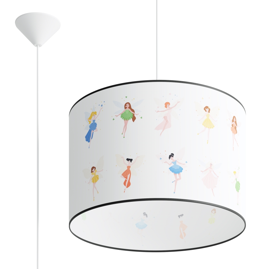 Hängande ljuskrona med textilsladd för barn FAIRY 1xE27/15W/230V diameter 40 cm älva