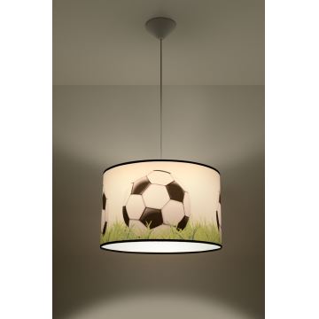 Hängande ljuskrona med textilsladd för barn FOOTBALL 1xE27/15W/230V diameter 40 cm fotboll