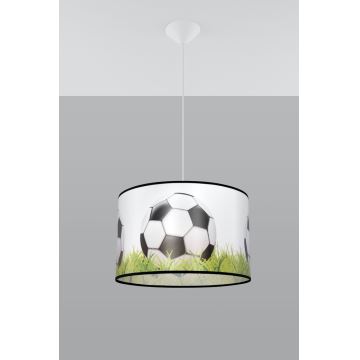 Hängande ljuskrona med textilsladd för barn FOOTBALL 1xE27/15W/230V diameter 40 cm fotboll