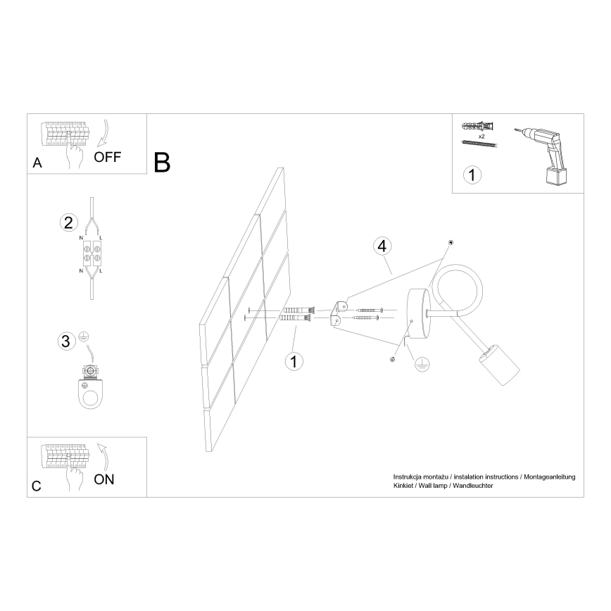 Vägglampa LOOP 1xE27/15W/230V svart