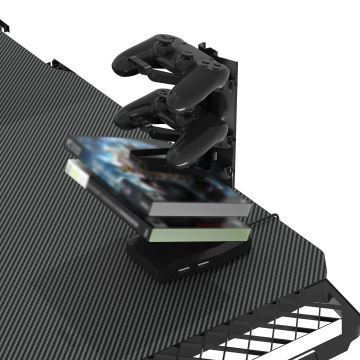 Spelbord FALCON med LED RGB bakgrundsbelyst 156x60 cm svart