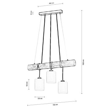 Ljuskrona med textilsladd TRENO 3xE27/25W/230V tall – FSC certifierade