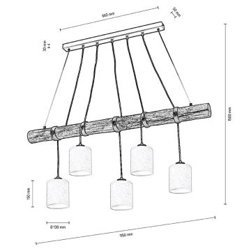 Ljuskrona med textilsladd TRENO 5xE27/25W/230V tall – FSC certifierade