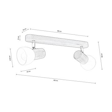 Tak spotlight NEL 2xE27/15W/230V tall - FSC-certifierad