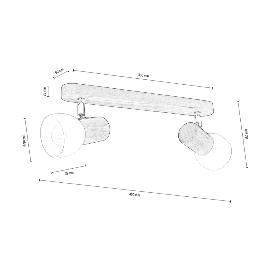 Tak spotlight NEL 2xE27/15W/230V tall - FSC-certifierad